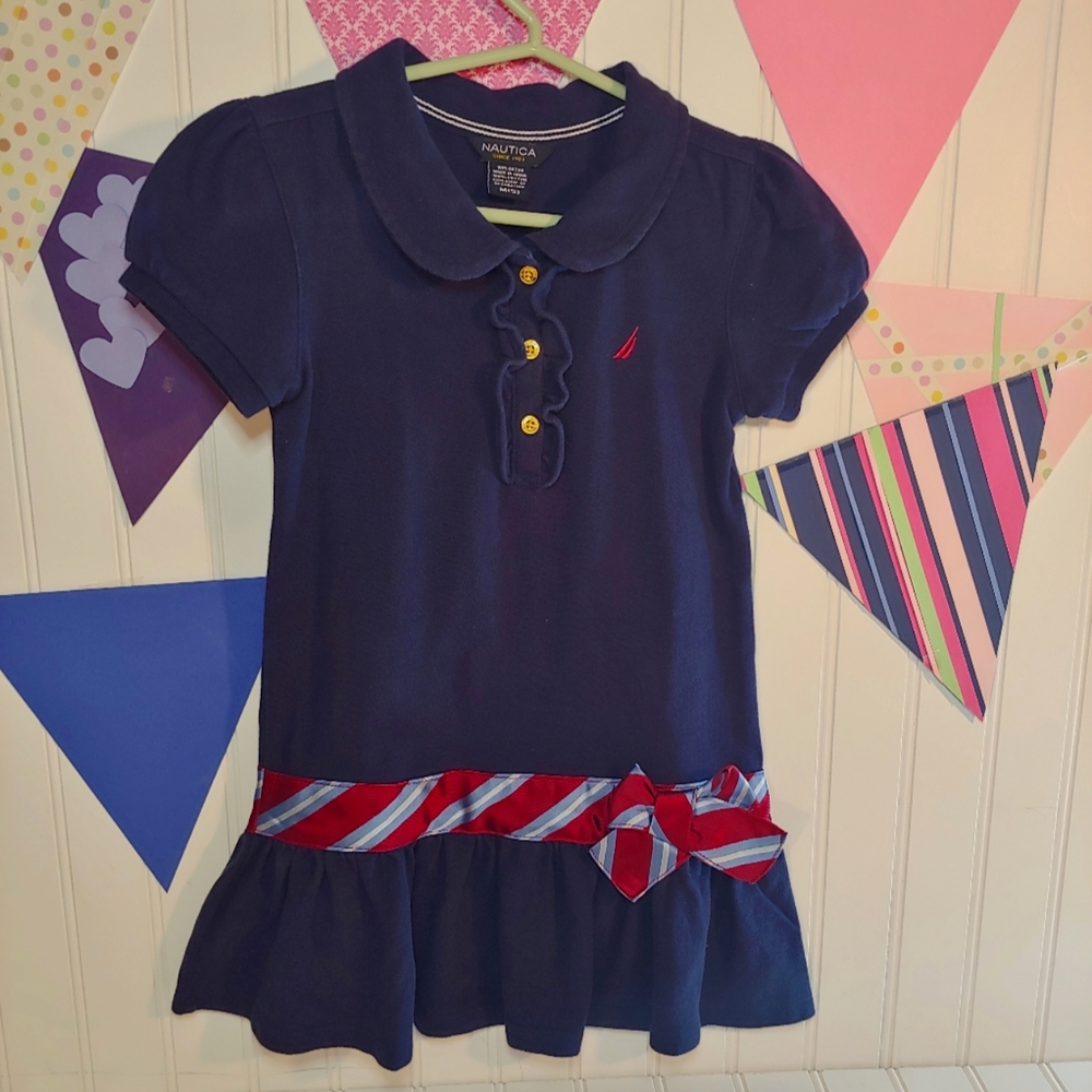 Nautica Little Girls’ Pique Navy Polo Dress size 5